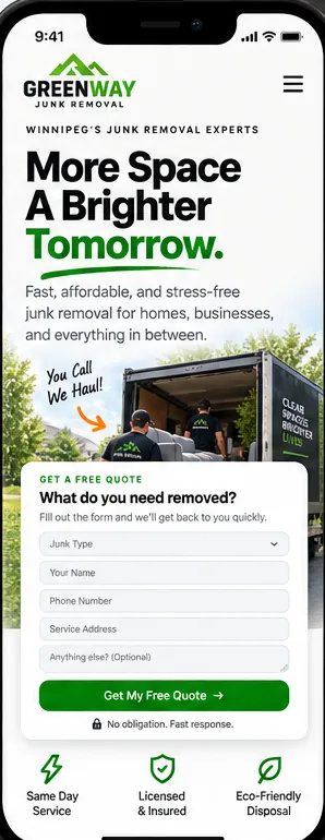 Junk removal mobile website